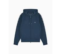 EMPORIO ARMANI Herren-Sweatshirt aus Frottee mit Kapuze und Reißverschluss, Größe M, Blau