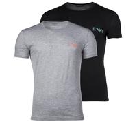 EMPORIO ARMANI Herren T-Shirt, 2er Pack - BOLD MONOGRAM, Rundhals, Fitted Fit, Stretch Cotton Schwarz/Grau M