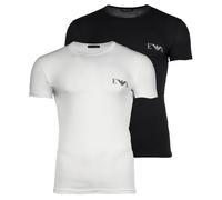 EMPORIO ARMANI Herren T-Shirt, 2er Pack - BOLD MONOGRAM, Rundhals, Fitted Fit, Stretch Cotton Schwarz/Weiß M