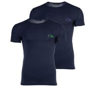 EMPORIO ARMANI Herren T-Shirt, 2er Pack - BOLD MONOGRAM, Rundhals, Slim Fit, Stretch Cotton Marine S