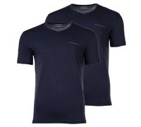 EMPORIO ARMANI Herren T-Shirt, 2er Pack - CORE LOGOBAND, V-Neck, Regular Fit, Stretch Cotton Blau / M M Blau