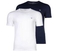 EMPORIO ARMANI Herren T-Shirt, 2er Pack - ENDURANCE, Rundhals, Regular Fit, Stretch Cotton Blau/Weiß 2XL