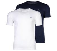 EMPORIO ARMANI Herren T-Shirt, 2er Pack - ENDURANCE, Rundhals, Regular Fit, Stretch Cotton Blau/Weiß / S S Mehrfarbig