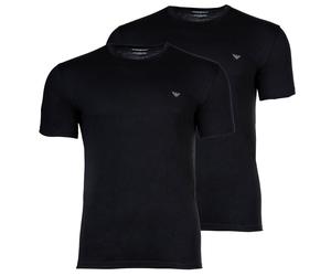 EMPORIO ARMANI Herren T-Shirt, 2er Pack - ENDURANCE, Rundhals, Regular Fit, Stretch Cotton Schwarz L