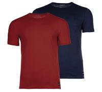 EMPORIO ARMANI Herren T-Shirt, 2er Pack - ESSENTIAL LOGOLABEL, Rundhals, Stretch Cotton Dunkelblau/Rot M