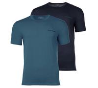 EMPORIO ARMANI Herren T-Shirt, 2er Pack - PURE COTTON, Rundhals, Regular Fit, Logo Blau/Petrol M