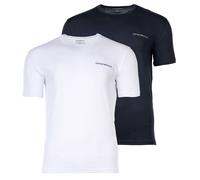 EMPORIO ARMANI Herren T-Shirt, 2er Pack - PURE COTTON, Rundhals, Regular Fit, Logo Blau/Weiß XL