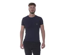 Emporio Armani Herren T-Shirt mit glänzendem Logo, Rundhalsausschnitt - Blau - Large