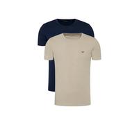 EMPORIO ARMANI Herren T-Shirt, 2er Pack - ENDURANCE, Rundhals, Regular Fit, Stretch Cotton Beige/Blau 2XL