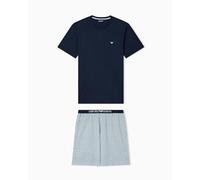 EMPORIO ARMANI Herren T-Shirt+Shorts Pyjama Pyjamaset, AR.blu/Ba.blu Geomet, M