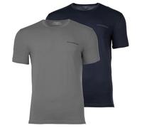 EMPORIO ARMANI Herren T-Shirts, 2er Pack - CORE LOGOBAND, Rundhals, Regular Fit, Stretch Cotton Blau/Grau S