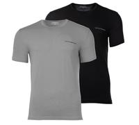 EMPORIO ARMANI Herren T-Shirts, 2er Pack - CORE LOGOBAND, Rundhals, Regular Fit, Stretch Cotton Schwarz/Grau XL