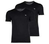 Emporio Armani Man's Core Logoband 2-Pack V Neck T-Shirt Black S Regular, schwarz/schwarz, S