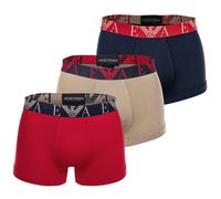 Boxershorts EMPORIO ARMANI "Boxershort BOLD MONOGRAM 3er Pack", Herren, Gr. M, bunt (blau, rot, beige), Obermaterial: 95% Baumwolle CO. 5% Elasthan EL., Unterhosen (57794758-M) blau, rot, beige