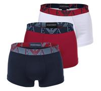 EMPORIO ARMANI Herren Trunks, 3er Pack - BOLD MONOGRAM, Shorts, Stretch Cotton Blau/Rot/Weiß M