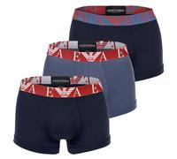 EMPORIO ARMANI Herren Trunks, 3er Pack - BOLD MONOGRAM, Shorts, Stretch Cotton Blau S