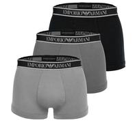 EMPORIO ARMANI Herren Trunks, 3er Pack - CORE LOGOBAND, Shorts, Stretch Cotton Schwarz/Grau L