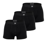 EMPORIO ARMANI Herren Trunks, 3er Pack - ESSENTIAL LOGOLABEL, Shorts, Stretch Cotton Schwarz S