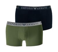 Emporio Armani Herren Unterhosen Endurance Trunk Stretch Cotton 2er Pack, Farbe:Mehrfarbig, Artikel:-75836 Marine/Olive, Größe:M