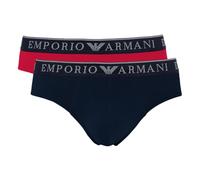 Emporio Armani Herren Unterhosen Slip Endurance Brief Stretch Cotton 2er Pack, Farbe:Mehrfarbig, Artikel:-09674 red/Marine, Größe:M