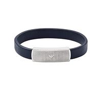 Emporio Armani Herrenarmband Logoplakette Leder blau, EGS2987040
