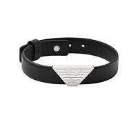 EMPORIO ARMANI Herrenarmband Logoplakette Leder schwarz, EGS2985040