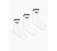Emporio Armani Herrensocken Adler Schwamm, kurz, Weiß, 3er-Pack, weiß, Einheitsgröße