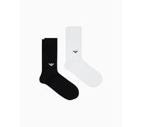 Emporio Armani Herrensocken mit Adlerrippe, kurz, Schwarz, 2er-Pack, Schwarz, Einheitsgröße