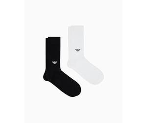 Emporio Armani Herrensocken mit Adlerrippe, kurz, Schwarz, 2er-Pack, Schwarz, Einheitsgröße