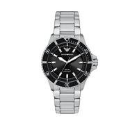 Solaruhr EMPORIO ARMANI "WORLD EXPLORER", edelstahlfarben, schwarz, Armbanduhren, Herren, Armbanduhr, Herrenuhr, Edelstahlarmband, analog (81826734-0) edelstahlfarben, schwarz