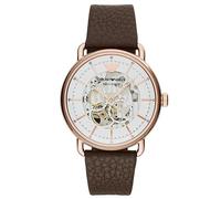 Emporio Armani Herrenuhr , Automatikuhrwerk, 43mm Rose Gold Edelstahlgehäuse mit Lederarmband, AR60027