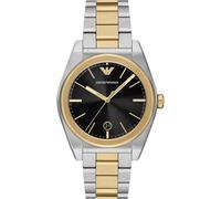 Quarzuhr EMPORIO ARMANI, gelbgoldfarben, edelstahlfarben, schwarz, Armbanduhren, Herren, Quarzuhr, Armbanduhr, Herrenuhr, Edelstahlarmband, analog, Tag (97206807-0) gelbgoldfarben, edelstahlfarben, sc