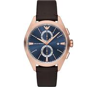 Emporio Armani Herrenuhr quarz/chrono Uhrwerk 43mm Gehäusegröße mit einem pro-planet Lederarmband AR11554