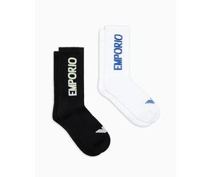 Emporio Armani Kurze Herrensocken, Schwarz/Weiß, Einheitsgröße, Schwarz/Weiß, Einheitsgröße, 2 Stück, schwarz/weiß, One Size