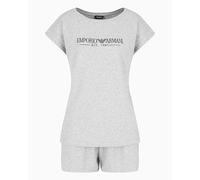 EMPORIO ARMANI Kurzes Pyjama-Set für Damen, Hellgrau Melange, L, Hellgrau-meliert, Large