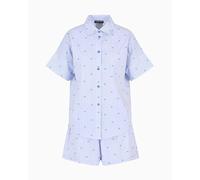 Emporio Armani Kurzes Pyjama-Set für Damen, Lapis/Weiß gestreift, M