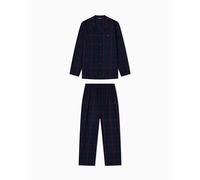Emporio Armani Langer Schlafanzug für Herren, Schottenkaro, Flanell, Blau, Größe M, blau, M