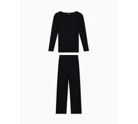 Emporio Armani Langes Pyjama-Set aus Tech-Wolle für Damen, Schwarz, XL