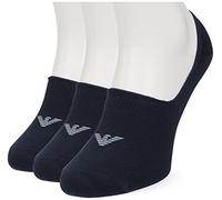 Emporio Armani Underwear Men's Footie Casual 3-Pack Invisible Socks, Marine, L/XL