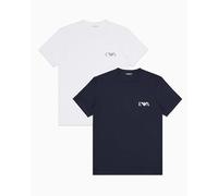Emporio Armani T-Shirt mit Label-Print im 2er-Pack in Blau, Größe XL
