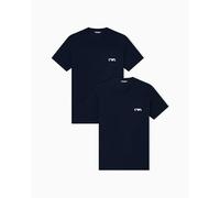 EMPORIO ARMANI Herren T-Shirt, 2er Pack - BOLD MONOGRAM, Rundhals, Fitted Fit, Stretch Cotton Blau XL