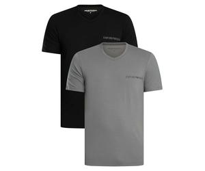 Emporio Armani Man's Core Logoband 2-Pack V Neck T-Shirt Black XL Regular Fit, Schwarz, XL
