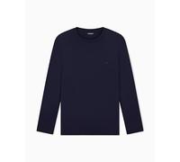 Emporio Armani Man's TECH Wool Langarm Crew Neck T-Shirt Blue L Regular FIT, Armani Blue, L