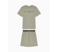 EMPORIO ARMANI Megalogo Herren-T-Shirt + Shorts, Pyjama, Grau, Größe M