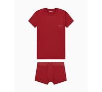 Emporio Armani MEGALOGO T-Shirt + Trunk für Herren, Rot, Größe L, rot, L