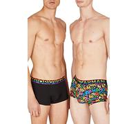 Emporio Armani Men's 2-Pack Logo Trunks, Ea Rainbow Col/Black, L