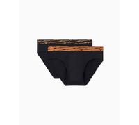 Emporio Armani Men's Allover Shiny Logoband 2-Pack Brief, Black, XL, Schwarz, XL