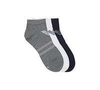 Emporio Armani Men's Casual 3-Pack Sneaker Sock, White/Melange Grey, Small