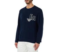 Emporio Armani Men's Corduroy Fleece Crew Neck Sweater Sweatshirt, Marine, XL
