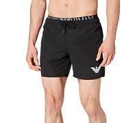 Emporio Armani Men's Man's Logo Band Boxer Swim Trunks, Black, 54